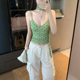 French Wave Point Print V-Neck Sling Vest Women's Summer Design Sense Niche Hottie With A Short Top