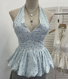 2026 Summer New Women's Pop Point Deep V Sexy Collared With Chest Pad Sling Vest 9336