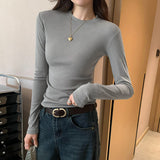 Spring 2025 New Design Pure Desire Long-Sleeved Shirt Women Can Wear The Shoulder To Repair T-Shirt Top