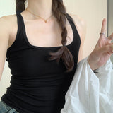 Solid Color Square Collar Small Sling Vest Women In The Summer New Repair Outside Wearing Sleeveless Tops Short Hottie Beauty Back
