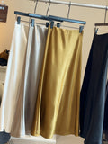 2025 New Thick Acetic Acid Fascination Silk Gloss Fishtail Half Skirt Women's A-Word Bag Hips Thin-Skinny Skirt