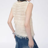 Korean Thin Tuk-Sou Vest Sleeveless Knitted Vest Summer New Super-Looking Hollow Design Feel Beautiful Top