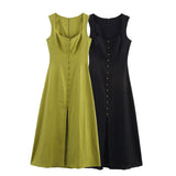 2025 Spring And Summer New Women's Fashion Elegant Square Neckless Dress 6962030