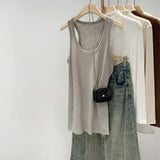 Real Shoot Wearing Sleeveless Small Sling Vest Women Summer 2026 New Inside And Outside Wearing Threaded Tops