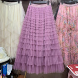 2025 Summer Explosion Fashion Mesh Cake Half-Dressed Dress Woman