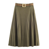 Autumn 2025 New Female Fashion Elegant Belt 100-Folded Skirt 30462666