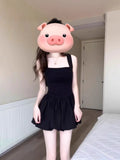 Black Sleeveless Sling Dress Women's Summer French Sweet Temperament To Show Thin Pony Thorny Skirt