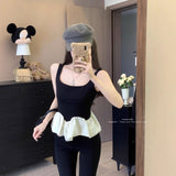 French Temperament Gentle Style Design Stitching Sling Vest Women 2026 Summer New Slimming Top
