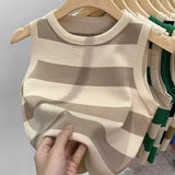 South Korea's Dongdaemun 2026 Summer New Hit Striped Knitted Vest Women Design Small Vest Top