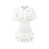 2025 Winter New Female Fashion Sexy Hottie Leaves Side Shoulder-Sleeved Doll Dress
