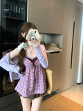 Small Fresh Sweet Broken Lace Fake Two Slings Summer New Age-Reed Girl Wind Korean Thin Tops Off Female