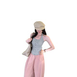 French Hanging Neck Sling Vest Women Wear 2026 New Outer Buckle Sleeveless Commuting Top In Summer