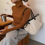 Heap High-Necked Cover Finger Tight-Up Sweater Women 2026 Autumn And Winter New Knitted Bottom Shirt Full Of Long Sleeve Tops
