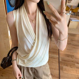 Fry Street Unique Beautiful Sleeveless V-Neck Knitted Vest Women 2026 New Design Sense French Small Thin Top