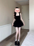 Black Sleeveless Sling Dress Women's Summer French Sweet Temperament To Show Thin Pony Thorny Skirt