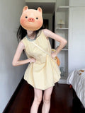 Small Yellow Sleeveless Vest Dress Women's Summer 2025 New Seaside Vacation Pony Floral Skirt