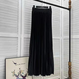 2025 New High-Rise 100-Fold Skirt Half-Dress Woman Pendant Tight Waist Thin High-Grade Elegant Solid Color Dress