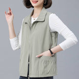 Middle-Of-Year-Nite Mother Vest Coat Women's Spring And Autumn New Korean Version Of Leisure Shoulder Small Vest Horse Clip Wear