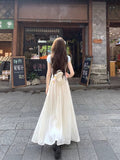 Purple Yarn Yarn Skirt Half Dress Girl Summer High Waist Big Folding A Word Dress Pendant Long Skirt