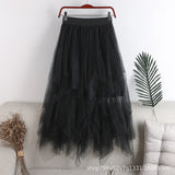 2025 New High-Rise Thin Multi-Layer Irregular Mesh Splicing Cake Skirt In The Long Half Skirt Women's Skirt
