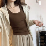 Korean Shoulder-To-Shoulder U-Necked With A Bottom Shirt Short-Sleeved T-Shirt For Women's Summer 2025 European Explosive Design Top