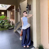 New Niche T-Shirt Tidly Sleeveless Top Design Sense Of Irregular Splicing Slings Vest Women's Clothing Early Spring