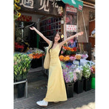 French Broken Flower Bow Sling Dress 2026 Summer New Temperament Slim Sweet Dress