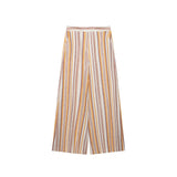 2026 Summer New Women's Fashion Sexy Hottie Striped Top Wide Leg Pants 7057661