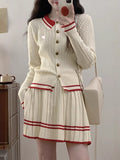 2025 Autumn And Winter New Japan And South Korea Embroidery College Wind Polo Lead Long Sleeve Knitted 100-Fold Skirt Two Sets Of Early Autumn