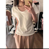 Positive Shoulder Short-Sleeved U-Neck T-Shirt Women's Summer 2025 New Pure Cotton Low Round Collar Basic Explosive Top