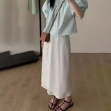 Acet Skirt 2026 New Summer Korean Temperament Wave Half Dress Female High Waist Thin A-Shaped Skirt