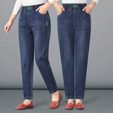 Spring And Autumn Mother Pants Trousers Large-Size Middle-Aged Women's Trousers Middle-Aged Autumn And Winter New High-Waisted Harlan Jeans Woman