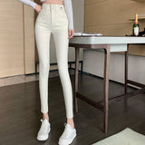 White Jeans Women 2025 Autumn And Winter With Velvet Height Waist Thin And Elastic Small Foot Pencil Pants Tide
