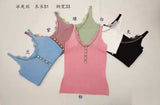 2026 Spice Girl Lace Lace Sling Vest Women Inside And Outside Wearing Repair Pearl Buttons Knitted Sleeveless Top
