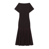 2026 Spring New Women's Bat Sleeve Splicing Long Repair Dress 2335161