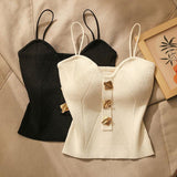 2025 Summer New High-End Small Fragrant Wind Knitted Bra Sling Sling Sling Vest Inside The Women Wear Sleeveless Back Short Top