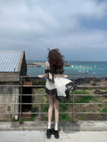 French One-Word Shoulder Mesh Yarn Dot Dress Women's Summer Seaside Holiday Small Temperament Relaxed Pure Desire Short Skirt