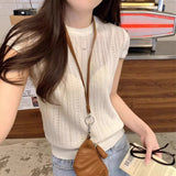 2026 Summer New Hollow Knitted Short-Sleeved T-Shirt Women's Unique Super Beautiful Body-Scuffed Ice Silk Top
