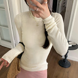 2026 Early Spring Yellow With A Thin Knitted Jersey Female Spring And Autumn Temperament Gentle Style Repair On The Body
