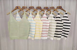 2026 Summer New Fashion V-Neck Hollow Wave Side Bump Color Buckle Sling Sling Ice Silk Knit Vest Woman