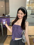 Purple Small Broken Flower Slightly Through The Long-Sleeved T-Shirt Girl Spring And Summer 2026 New Inner Repair Body Smear Bra Vest Two Sets