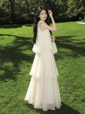 French Holiday Wind Hanging Neck-Laught Dress Women's Summer 2026 New Loose Thin Cake Long Skirt