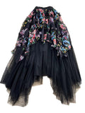 2025 New Design Sweet Floral Cake Skirt Half-Body Dress Women High Waist Thin Irregular Mesh Fairy Dress