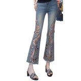 2026 Summer New Fashion Hollow Embroidery Hot Jeans Women's Heavy Industry High Waist Repair Nine Small Trousers