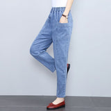 Spring And Autumn Mother Pants Trousers Large-Size Middle-Aged Women's Trousers Middle-Aged Autumn And Winter New High-Waisted Harlan Jeans Woman