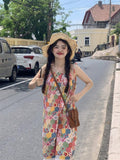Dopamine Girl Floral Sling Dress Women's Summer 2025 New Lace Splicing Show Slim Age Skirt