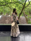 Clear Cold Water Ink Butterfly Sling Dress Women 2026 Summer New French Chic Body-Repair Temperament Long Dress