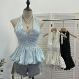2026 Summer New Women's Pop Point Deep V Sexy Collared With Chest Pad Sling Vest 9336