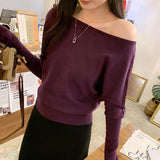 One-Word Shoulder Gas Super Good-Looking Inside Hit Bottom Knitted Jersey Women 2025 Autumn And Winter Yang Beautiful Age Reduction Apparent Thin Top