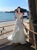 Small Luxury Sling Dress Woman 2025 New Seaside Vacation Lotus Side Temperament High-End Fishtail Dress